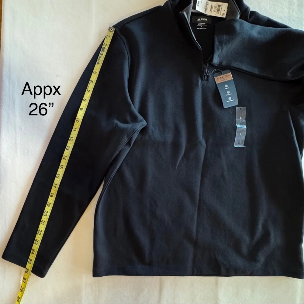 ALFANI Deep Black Quarter-Zip Classic Fit Pullover (Large)